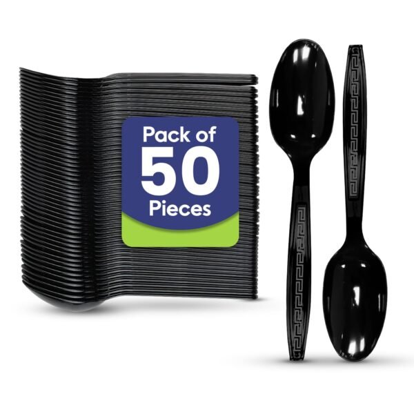 black plastic spoon pack of 50 mai traders